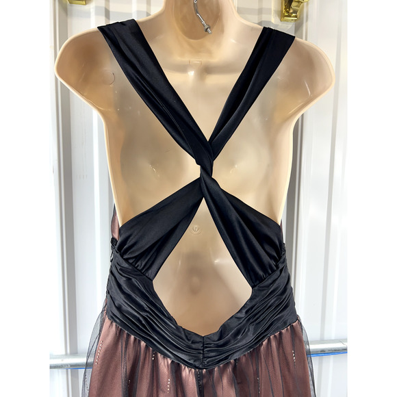 Y2K Adrianna Papell Black Mesh Tulle‎ Dress Sz 10 Whimsygoth Coquette Fairycore - Picture 2 of 15